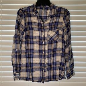 Navy Blue Plaid Flannel